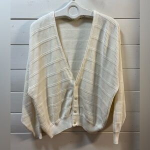 SEARS Cream Grandpa Cardigan Vintage Knit Button Front Size 44